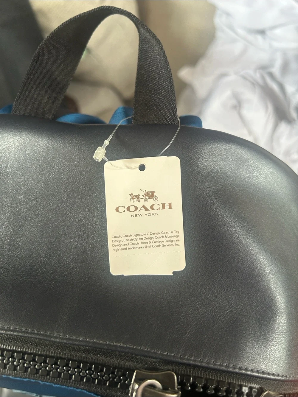 Coach Men's Blue and Black Nylon Backpack